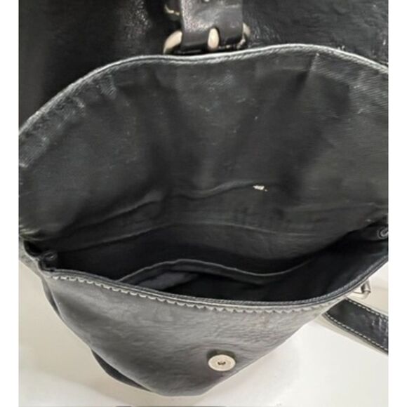 Vintage J Crew unisex black leather backpack main image 6